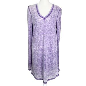 Colorfast V-Neck Long Sleeve Lightweight Tunic Dress Purple Women’s Sz M